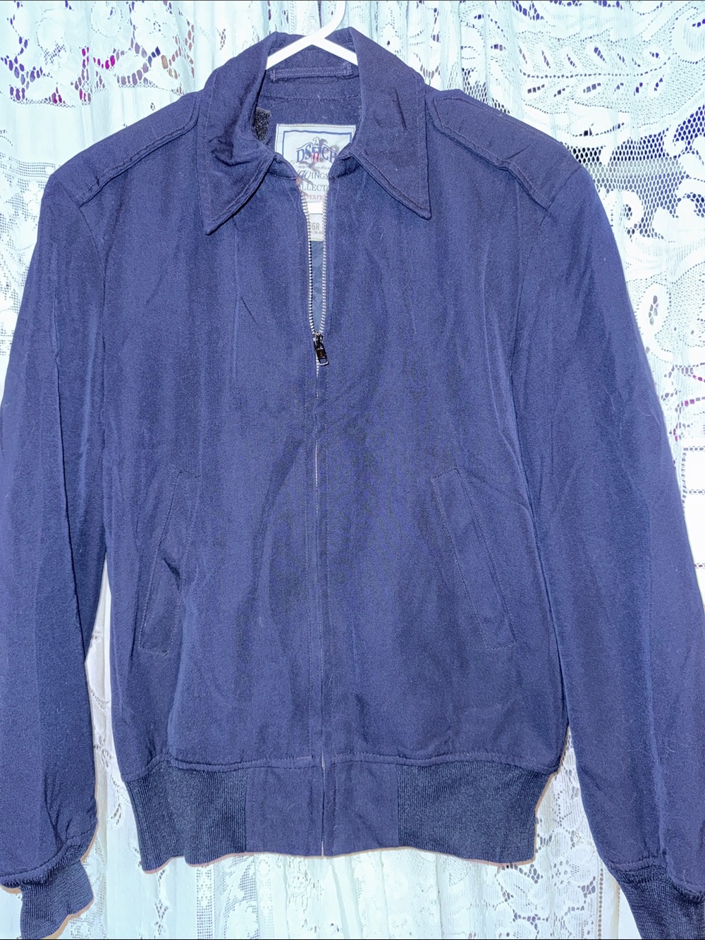 Men's Navy Bomber Jacket with Zip Front